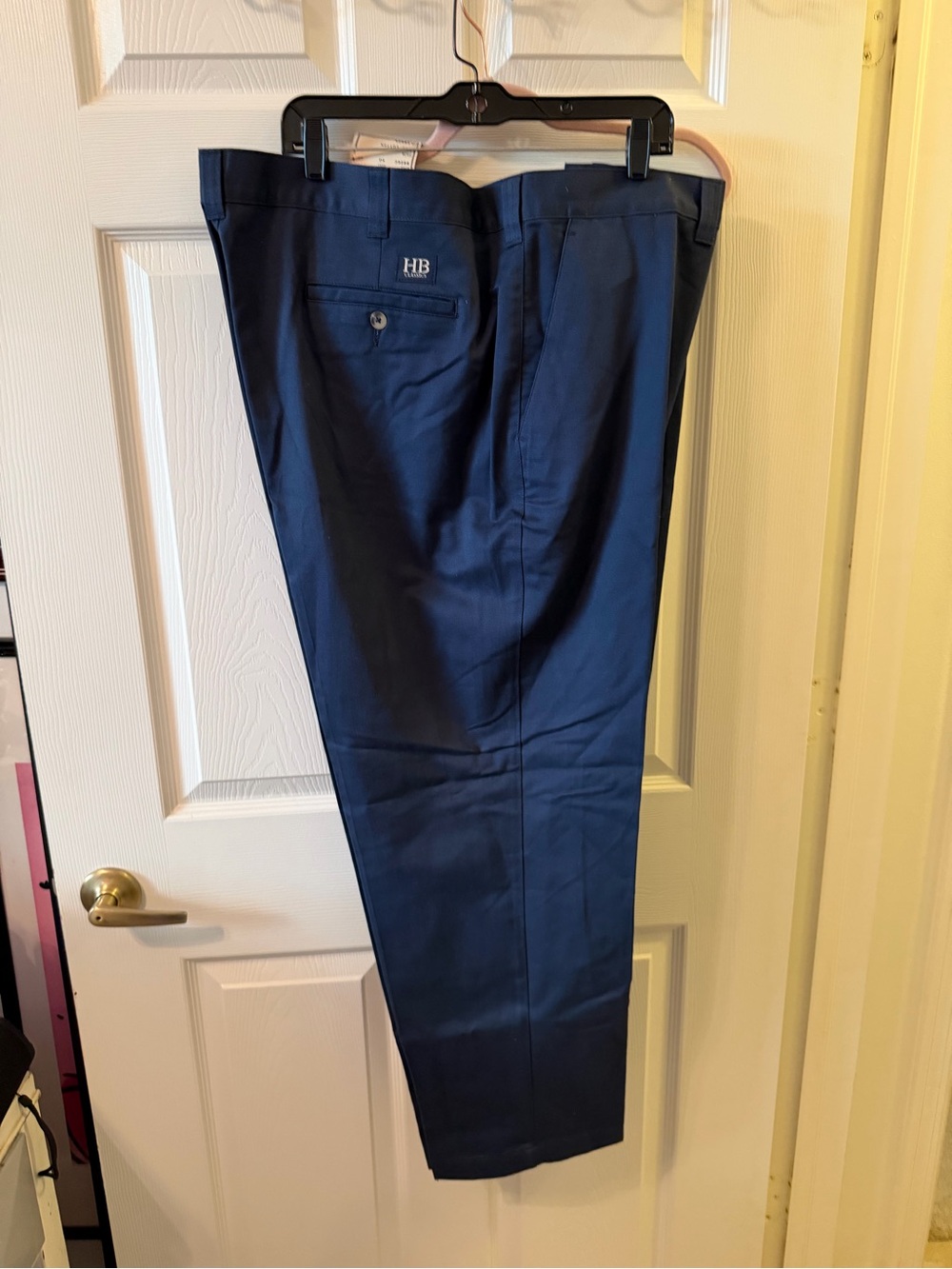 HB Men's Navy Flat-Front Chinos